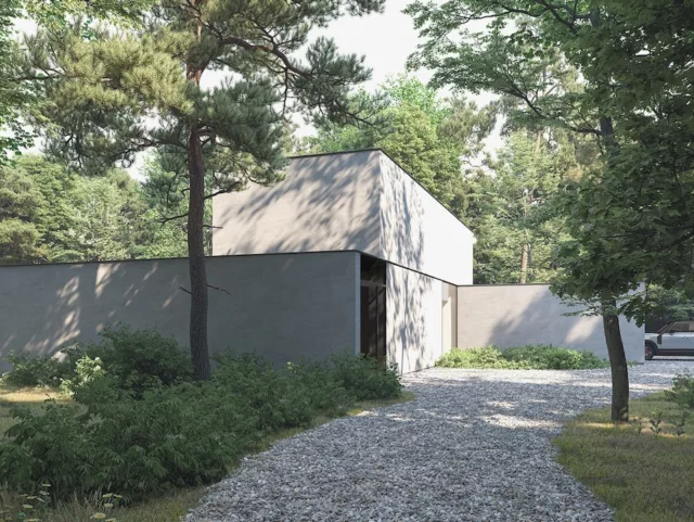 Nest architecten by Massimmo Villabouw Moderne nieuwbouwvilla bouwen in bosrijke omgeving te Aalter (Oost-Vlaanderen)